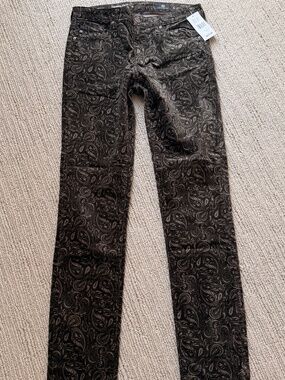 AG Adriano Goldschmied Prima Cigarette Soft Dark Paisley Ankle Jean 26 NWT $215!
